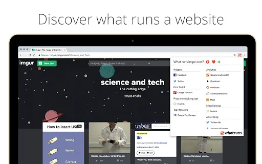 WhatRuns: Descubre qué tecnologías usa cualquier sitio web hoy - Screenshot 1