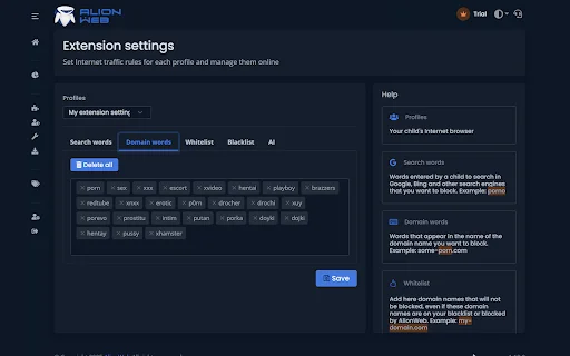 AlionWeb: Bloqueador de Sitios Maliciosos y Control Parental - Screenshot 2