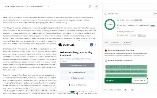 Duey.ai: Humanizer y Auto Typer para Google Docs y Word Online - Screenshot 1