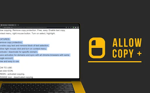 Allow Copy +: Habilita Copiar y Pegar en Cualquier Web – Chrome - Screenshot 2