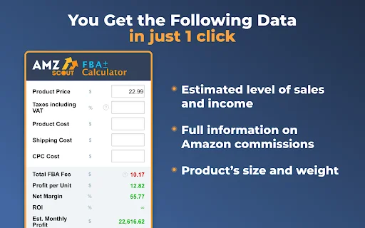 Calculadora FBA Amazon AMZScout: Calcula tus Ganancias Gratis - Screenshot 2