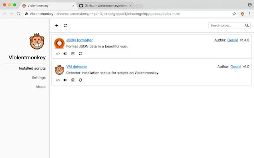 Descargar Violentmonkey BETA – Gestor de Userscripts Avanzado - Screenshot 1