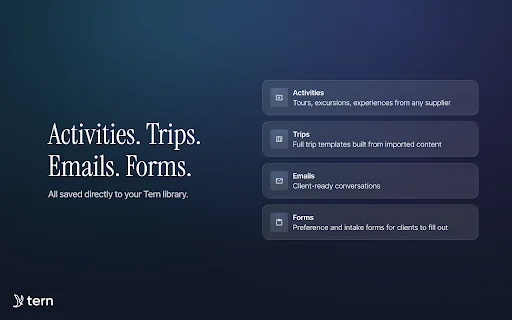 Extensión Tern Travel: Importa tus itinerarios de viaje fácilmente - Screenshot 3