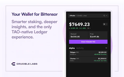 Crucible Wallet: La mejor billetera TAO para staking inteligente - Screenshot 1