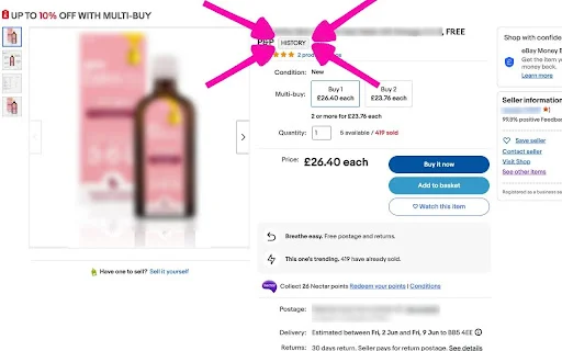eBay Sold History Button – Analiza Ventas y Productos Fácil - Screenshot 1