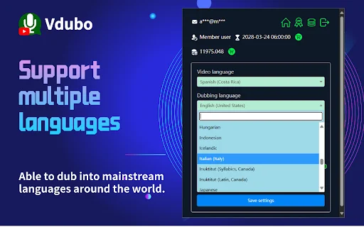 Vdubo: Doblaje AI para YouTube – Traduce y Escucha en Español - Screenshot 2