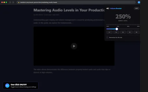 Volume Booster: Sube el volumen hasta 600% – Extensión Chrome - Screenshot 3